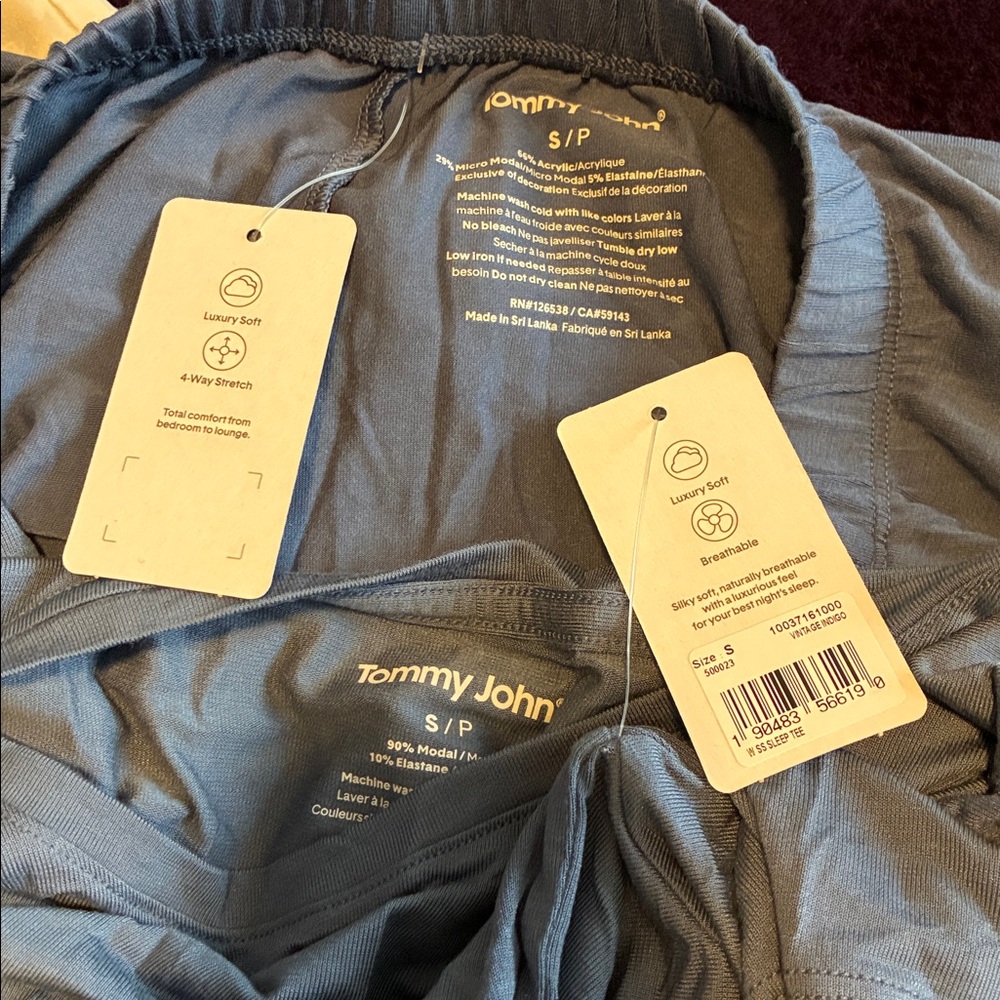 NWT Tommy John 2 Pc Sleep Set Vintage Indigo Sz S - Picture 3 of 4